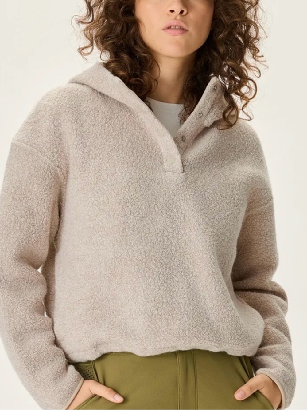 Outdoor Voices Cozy Cream Sherpa Pullover Hoodie - Picture 3 of 7